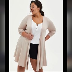 Torrid Mushroom Beige Fit n Flare Cardigan, Sz 0X, NWT